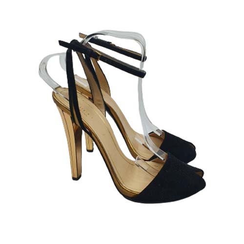Gucci Womens Black Suede Slingback Sandals